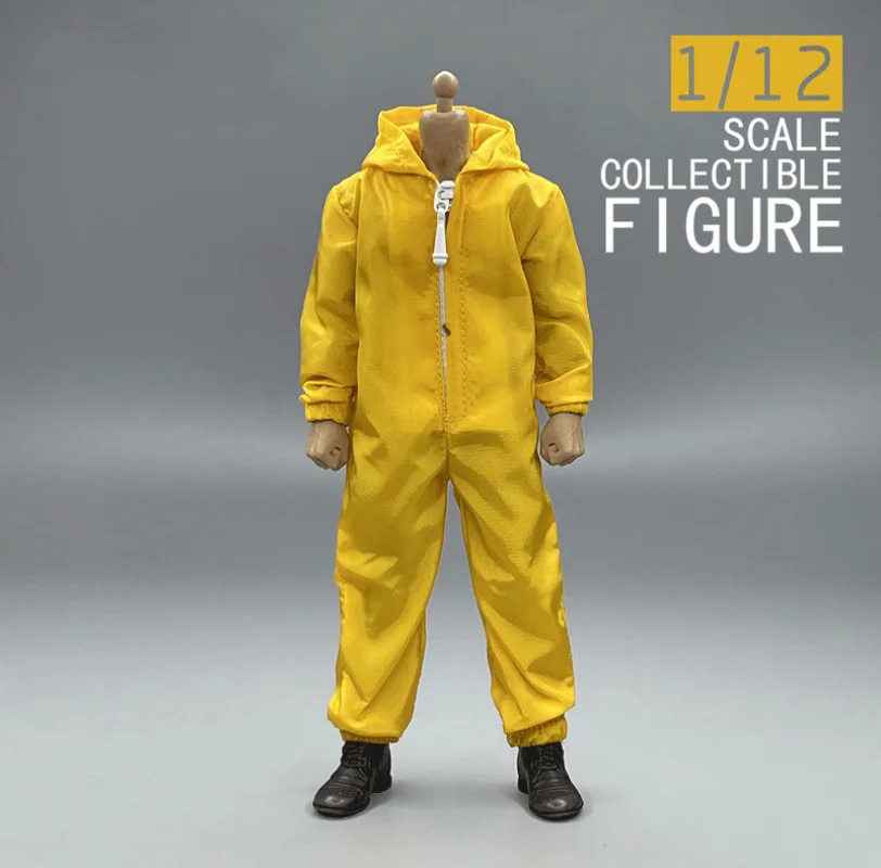

1/12 Scale Soldier Clothes Trendy Yellow Jumpsuit Model for 6'' Figure