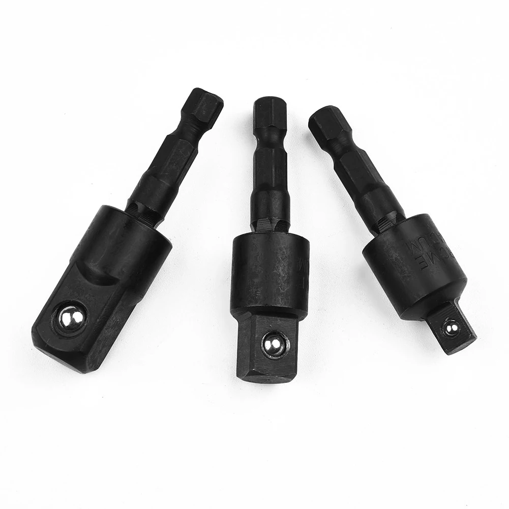 

1pc 360° Rotatable Impact Driver Sockets Adapter With Hex Shank To Square Socket Drill Bits Extension 1/4" 3/8" 1/2"