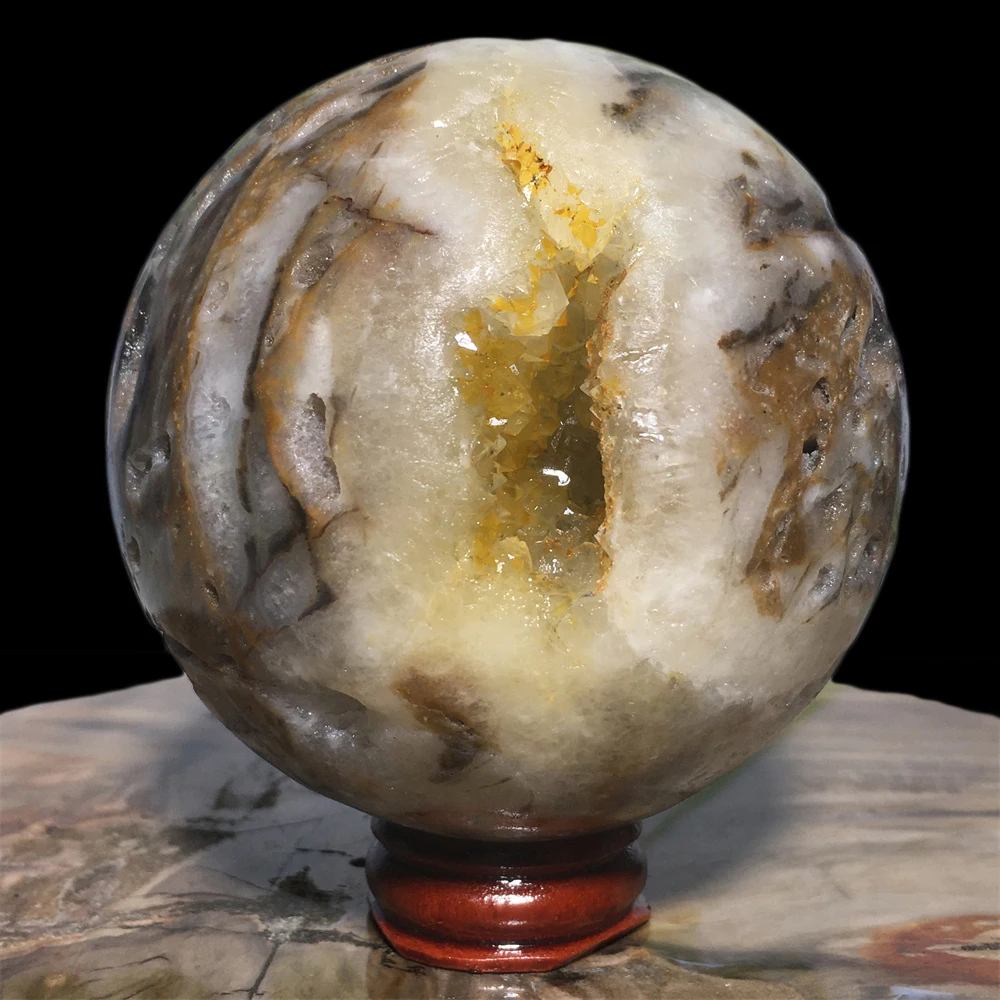 

Желтая друзовая Сфера Sphalerite, натуральный шар, хрустальный кварц, сувенир ручной работы, драгоценный камень Geode Voog, минеральный домашний деко...