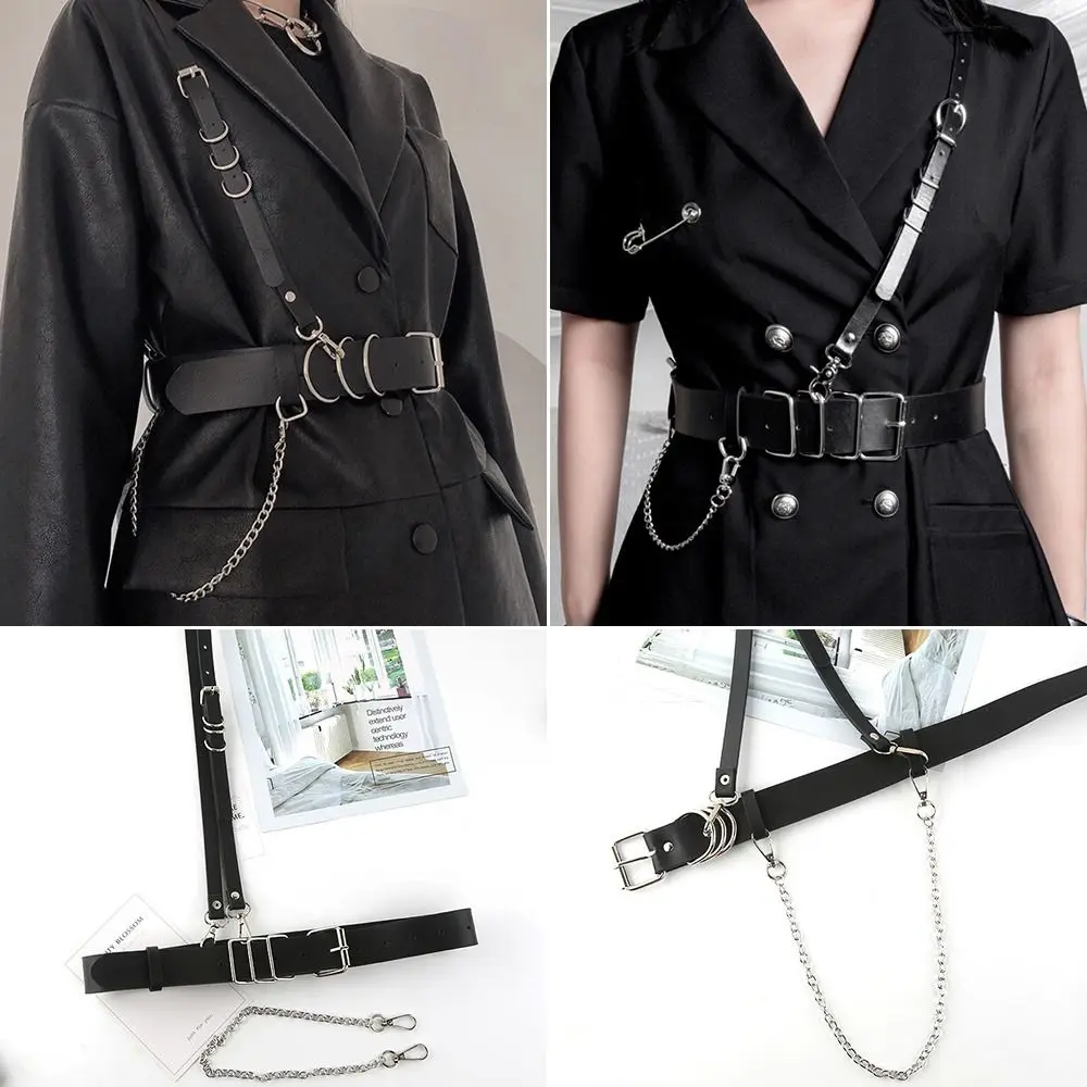 

Women Nightclub Elegant Casual Ladies Dress Cummerbands Cage Vest Body Strap Gothic Harness Belt Leather Punk Waistband