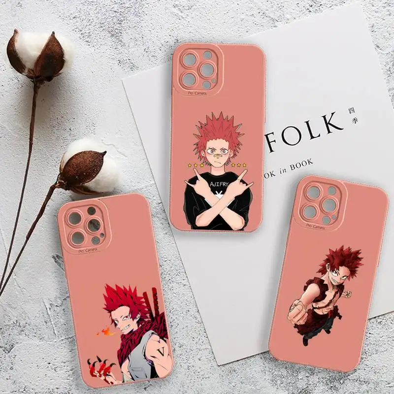 

Riot Eijiro Kirishima anime Phone Case For iPhone 13 12 11 Pro MAX Mini X XS XR 7 8 Plus Camera Lens Liquid Silicone