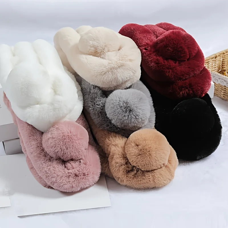 Женский шарф из искусственного кроличьего меха зимний теплый шейный платок