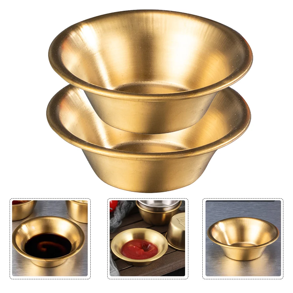 

2Pcs Stainless Ramekins Metal Portion Cups Ketchup Dipping Cups Sauce Plate Dipping Saucers Soy Sauce Dishes