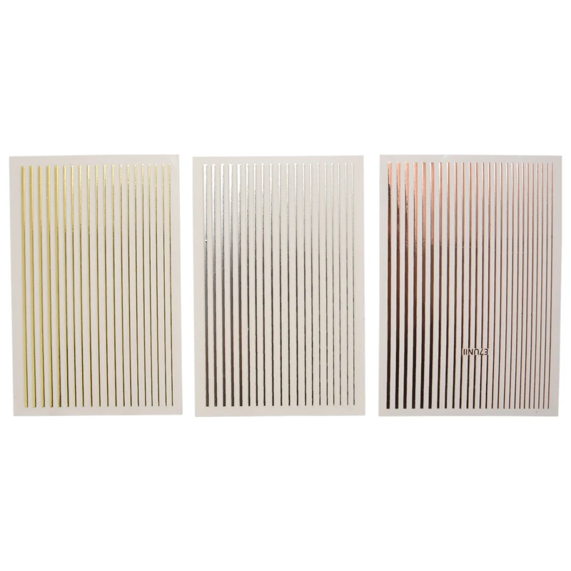 

Gold 3D Nail Sticker Curve Stripe Lines Nails Stickers Adhesive Striping Tape Nail Art Stickers Decals Rose Gold Silver 3Pc Nail