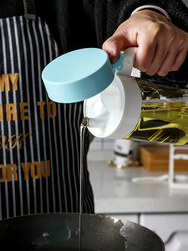 

Nordic Borosilicate Glass Oil Pot Leak-Proof Seasoning Oil Bottle Large Capacity Kitchen Household Cruet