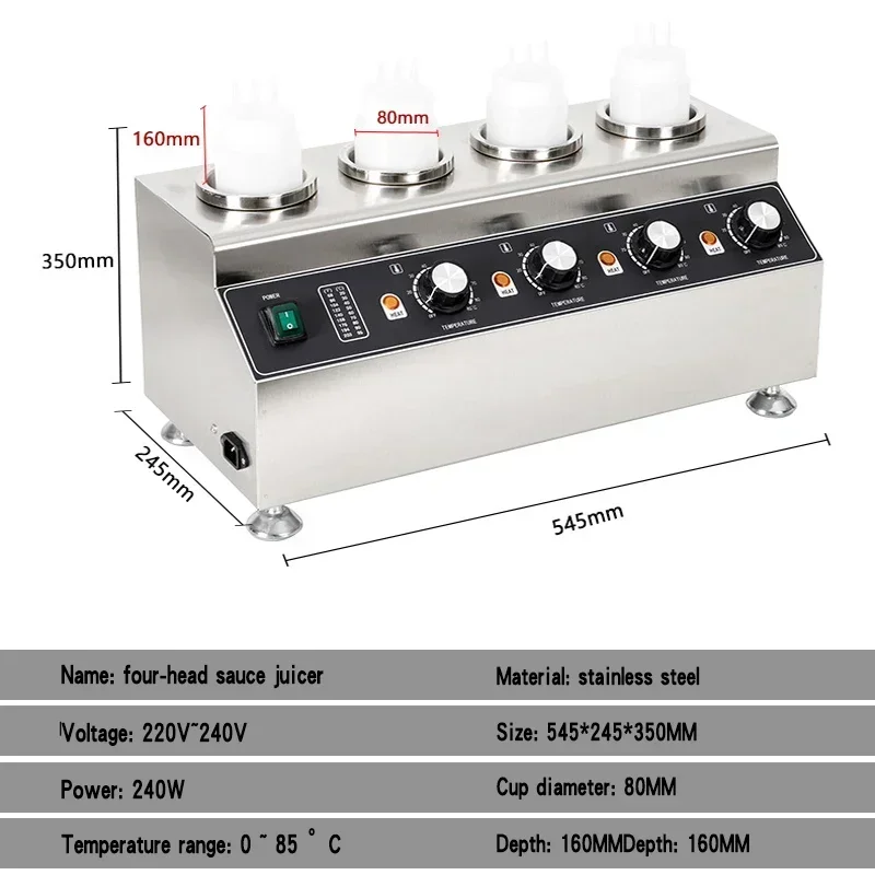 Настольная машина с четырьмя головками круглая для подогрева сока сохранения