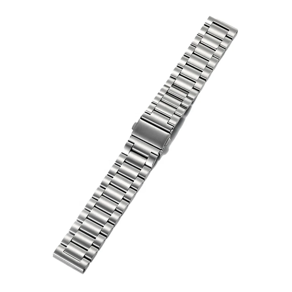 Silver 316L Stainless Steel 18MM 20MM 22MM 24MM Oyster Watch Band Flat End Fit For Universal Smart Watch