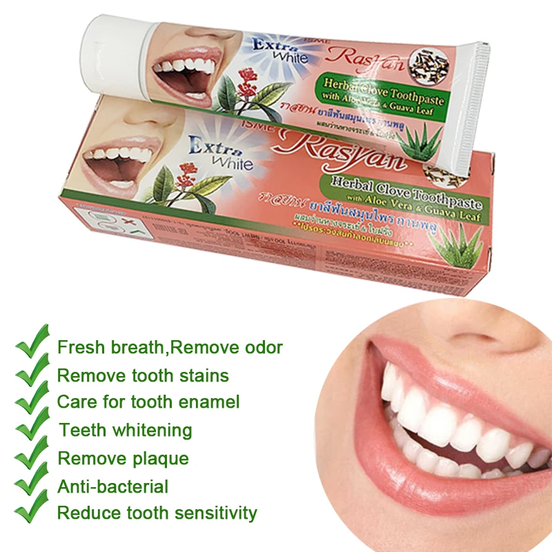 

30G/100G Thailand Toothpaste Teeth Whitening Antibacterial Oral Care Herb Clove Mint Flavor Tooth Paste Dentifrice Remove Stains