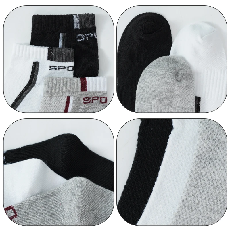 40 Pieces=20Pairs/lot Short Sports Men's Ankle Mesh Socks Cotton Stripe Male Casual Summer Breathable Comfortable Happy Sock