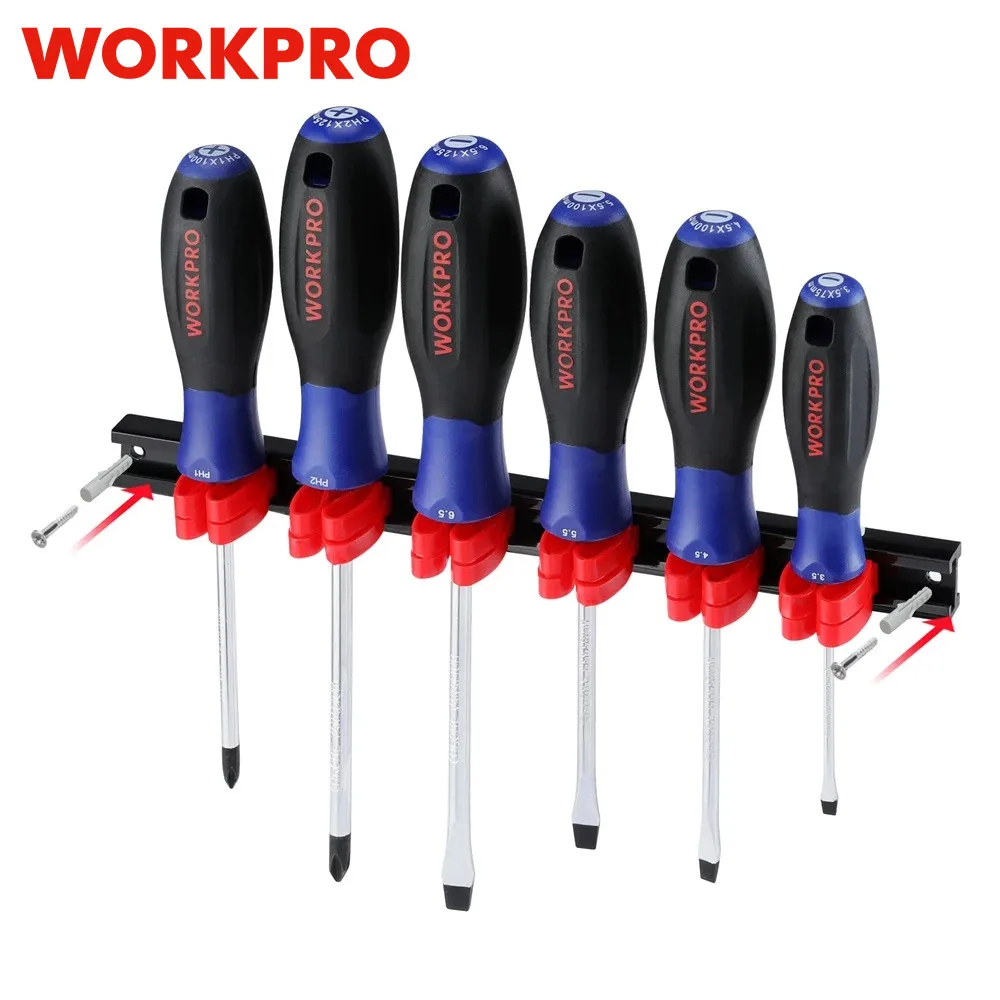 

WORKPRO 6PC Screwdriver Set With Magnetic Tips Non-Slip Cr-V Steel Slotted/F Phillips Screwdriver for Household Mechanics Repair