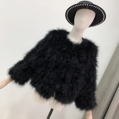 New Women Candy Color Ostrich Real Fur Coat lady  Casual Short Jacket Parka winter coat women  faux fur coat
