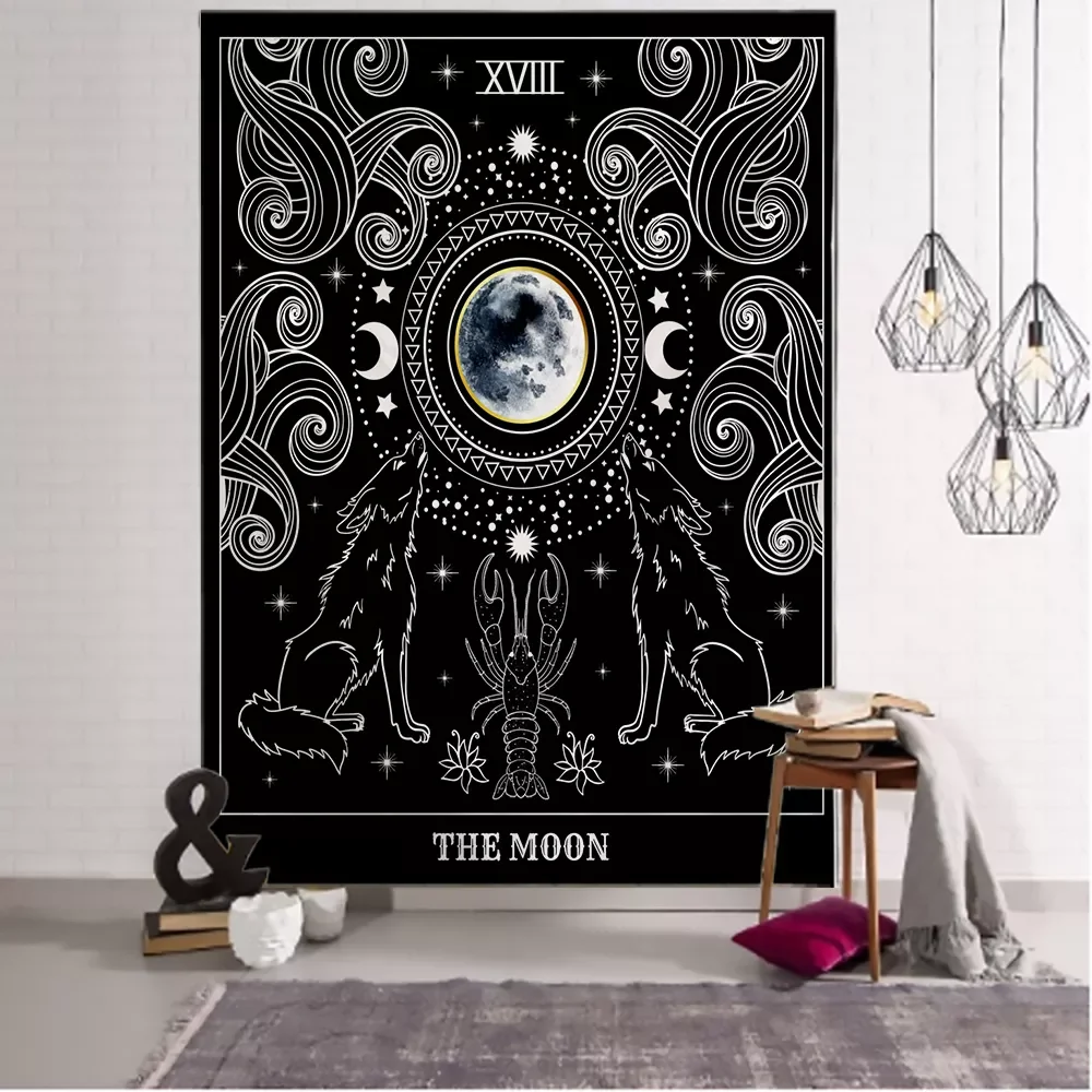 

Moon Phase Tarot Tapestry Wall Hanging Psychedelic Witchcraft Tapiz Hippie Dormitory Living Room Home Decor
