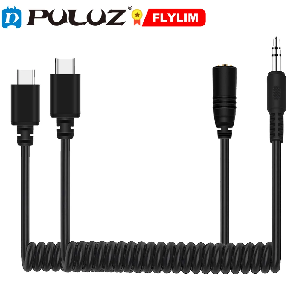 

PULUZ 3.5mm TRRS Male / Female to Type-C USB-C Male Live Microphone Audio Adapter Cable for DJI / Samsung/ Phones 100cm