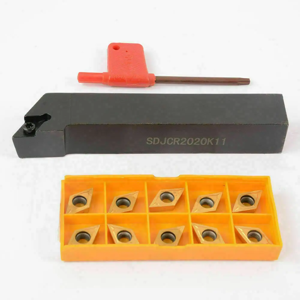 

1pc SDJCR 2020K11 SDJCR2020K11 120mm×125mm Turning Tools Cutter Lathe Cutting Tool holder +10pcs DCMT11T304 Carbide inserts