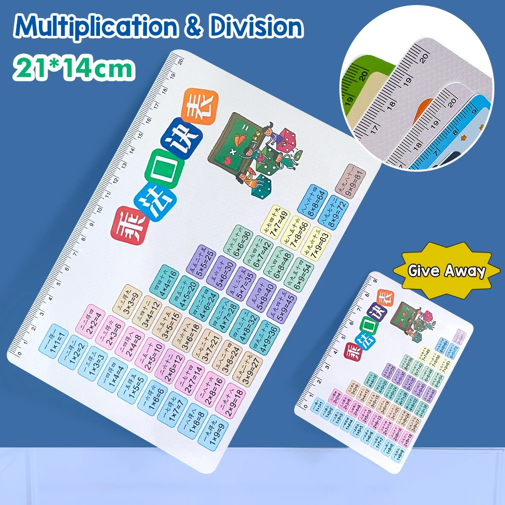 

Maths Learning Cards Table of Multiplication & Division Formulas Card PVC Material Addition&Subtraction Within 20 for Kid Child