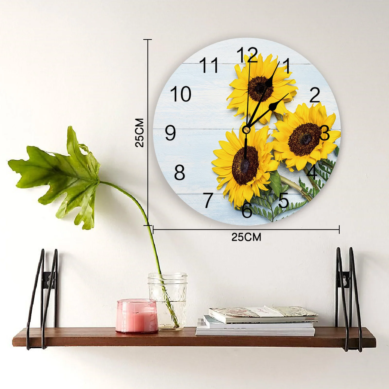 Настенные часы в стиле ретро с изображением листьев подсолнуха |