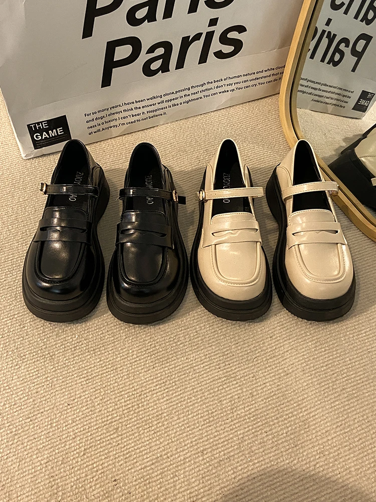 

Универсальная женская обувь, женская обувь на платформе, оксфорды в британском стиле, сабо с круглым носком, кожаная классическая Новая летняя обувь в стиле ретро и преппи