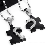 romantic necklace mens womens couple lovers stainless steel love heart puzzle necklaces pendants 1 pair
