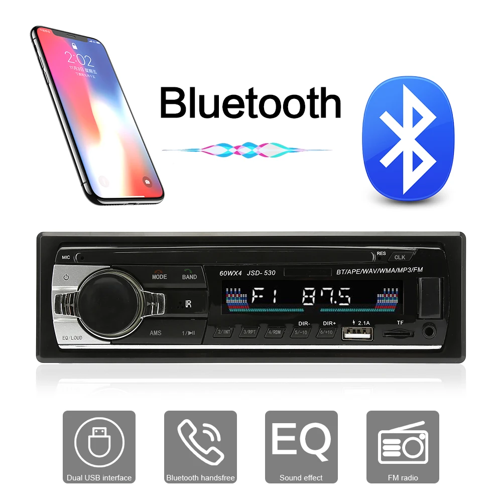 

Car Radio Stereo Car Bluetooth FM Aux Input Receiver SD USB JSD-520 12V In-dash 1 din Car MP3 USB Multimedia Autoradio Player