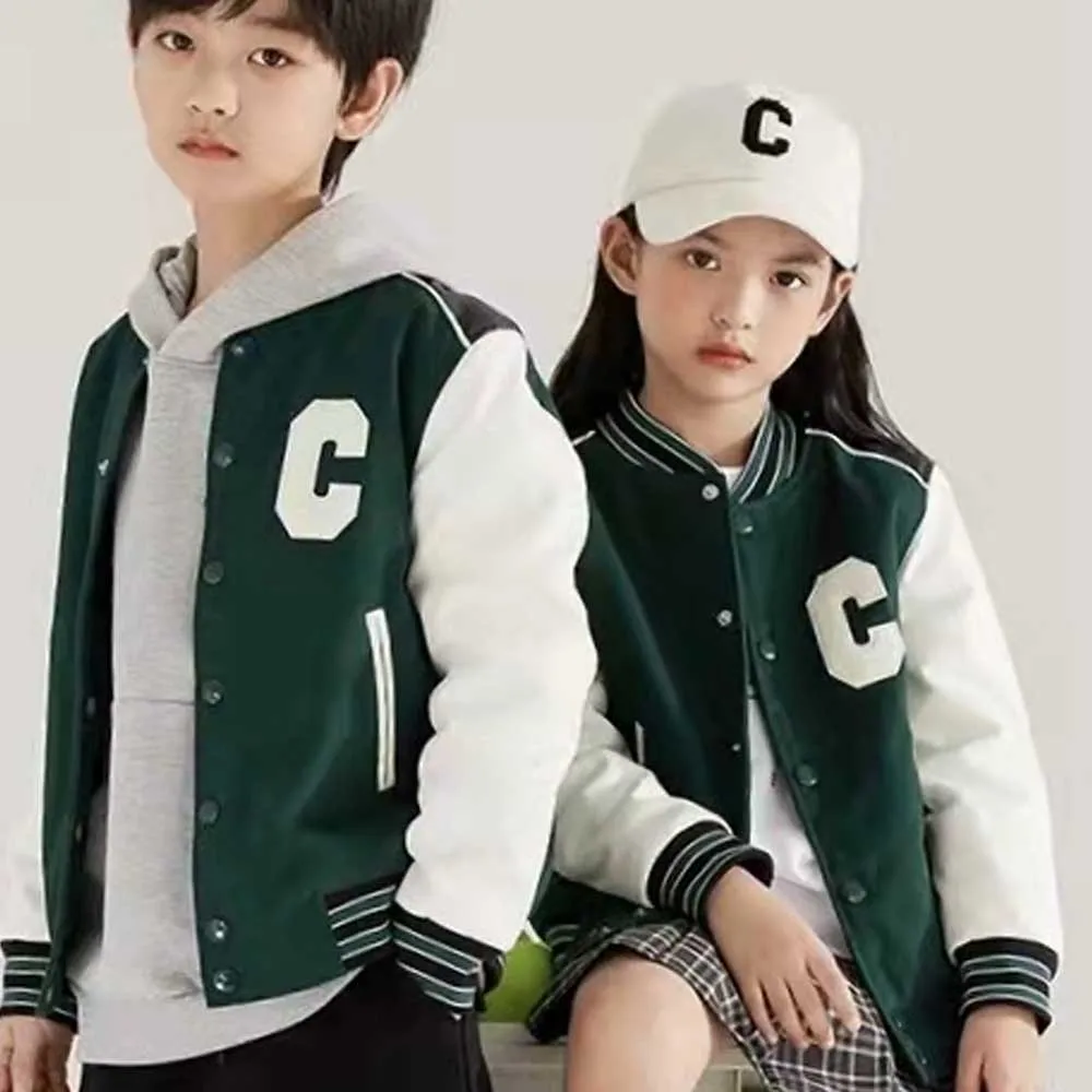 

Baby Girls Coat 2 To 10 Yrs Children's Sport Clothing 2022 Spring Autumn Casual Outerwear Kids Letter Printed Baseball Uniform