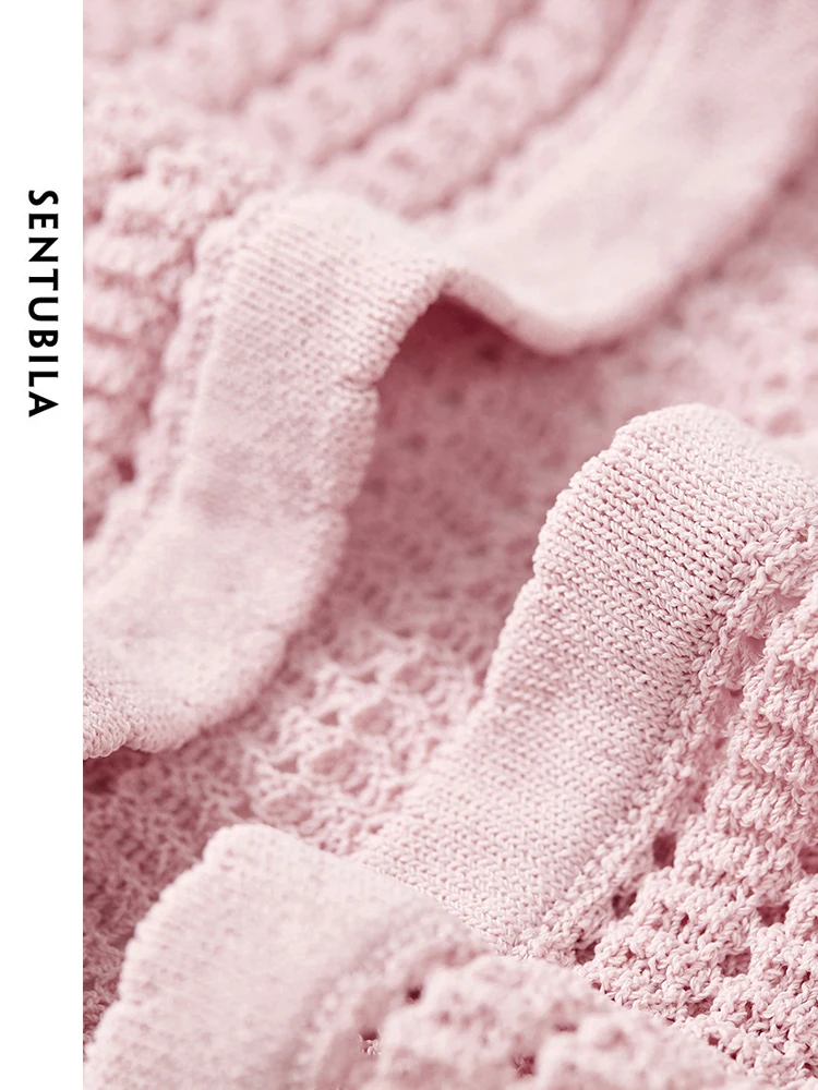 SENTUBILA Укороченный вязаный кардиган с v-образным вырезом пальто 2024 весна-лето