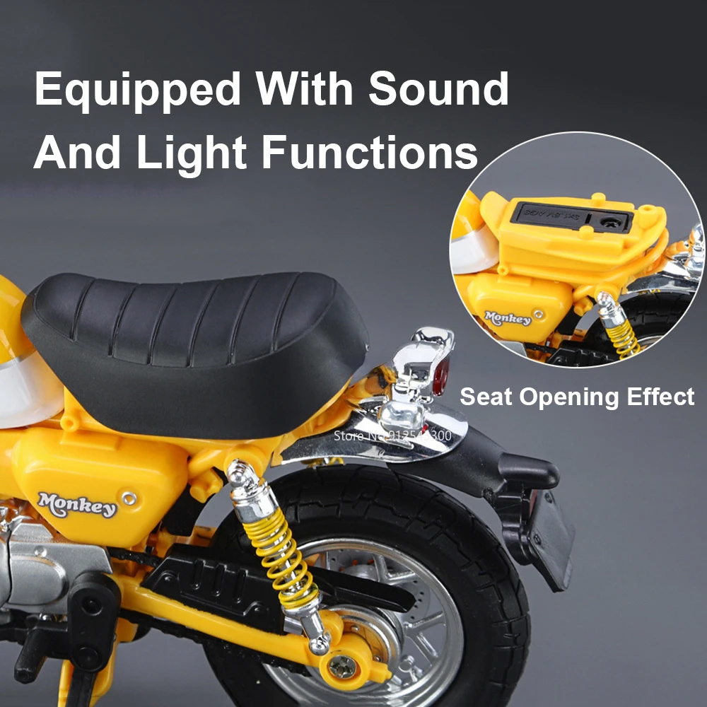 Масштаб 1/12 Игрушечный Мотоцикл Honda Monkey Модель Из Сплава Металла Со Звуком И