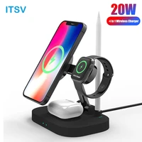 4 in 1magneti wireless charger stand for iphone13 12 pro max 15w fast charging dock for apple watch airpods 3 foldable charger