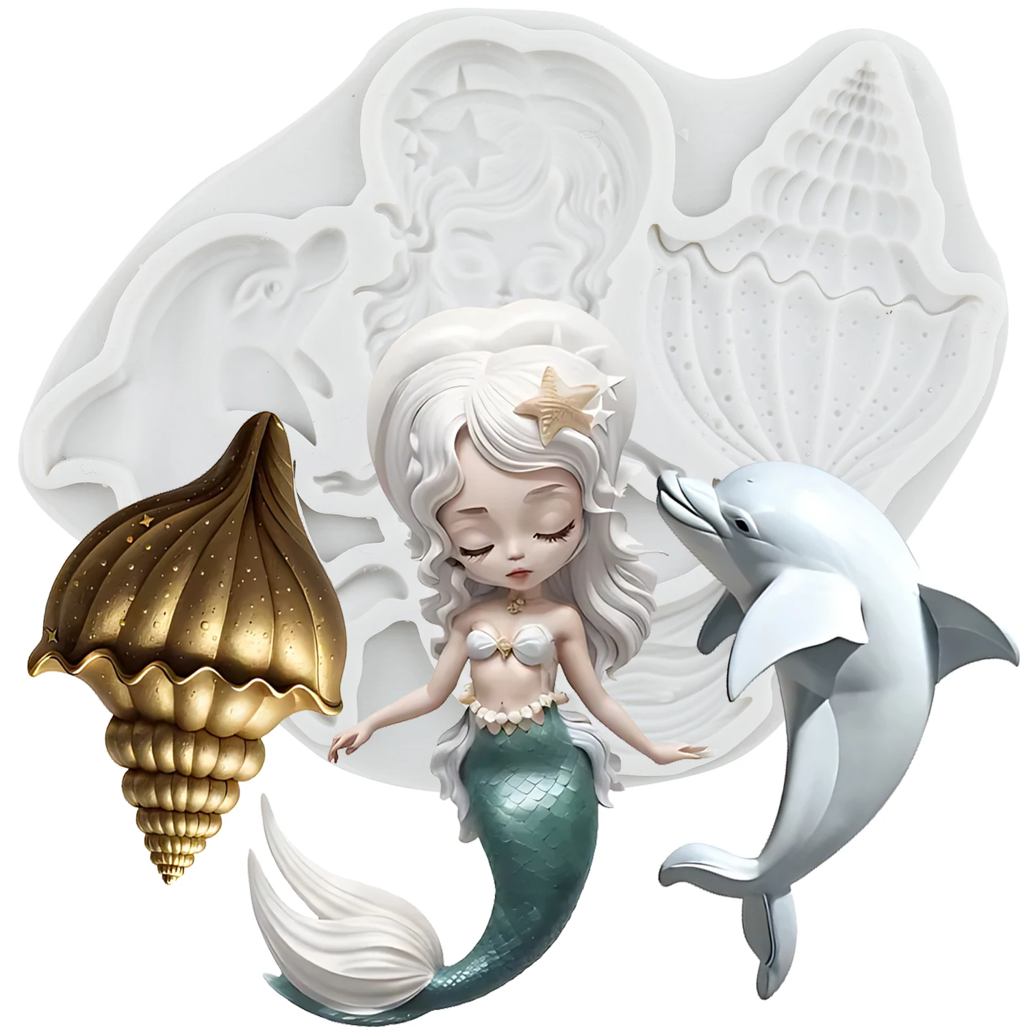 

Силиконовые формы для торта Mujiang "Русалка", дельфин