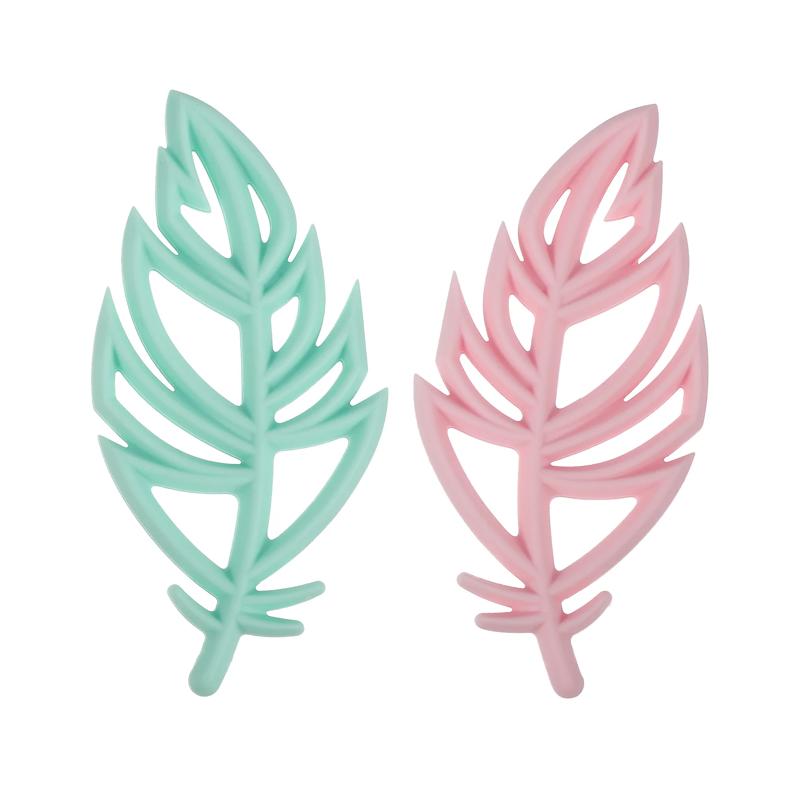 

2pcs Silicone Leaf Shaped Teething Toys Heat Resisting Grinding Molar Educational Toys for Newborn Infant Green