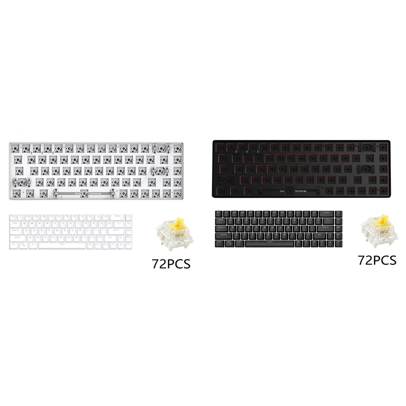 

TESTER68 Customized Mechanical Keyboard+Yellow Axis+Keycap Kit Hot Swap 2.4G Dual Mode Bluetooth Wireless Keyboard