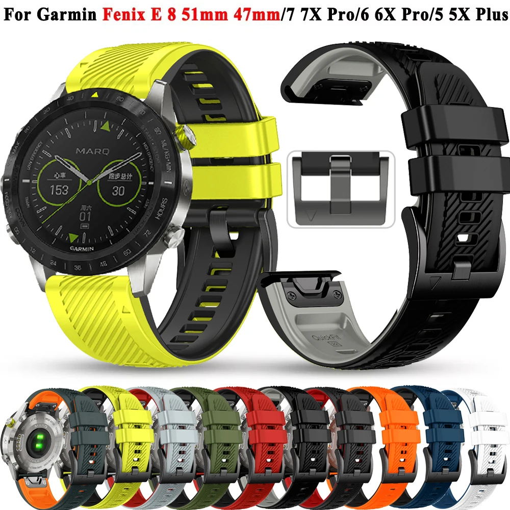Силиконовый ремешок QuickFit 22 мм 26 для Garmin Fenix E 8 5 5X 6X 7 7X/Epix Pro Gen 2 TACTIX/Mk2 Mk2i G1/MARQ/Enduro 3