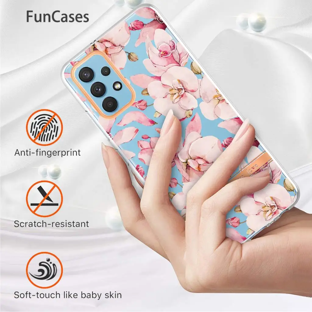 Чехлы из искусственной кожи для Samsung A21S Aksesuar цветы бампер телефона Galaxy para A217F A32 M32