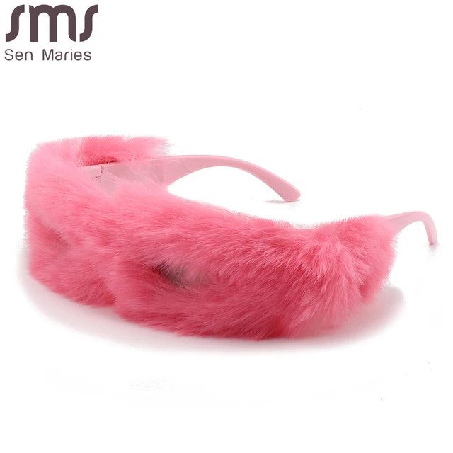 Fashion Soft Full Woollen Sunglasses New Women Men Y2K Trends Cat Eye Fur Velvet Sun Glasses Female Designer Eyeglasses Oculos 1