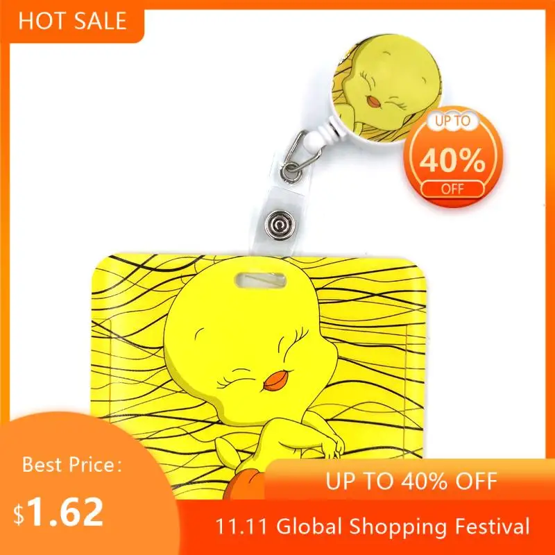 

Кошка и желтые утки симпатичная Обложка для карт зажим шнурок выдвижной значок медсестры для студентов мультяшный значок держатель для ID а...