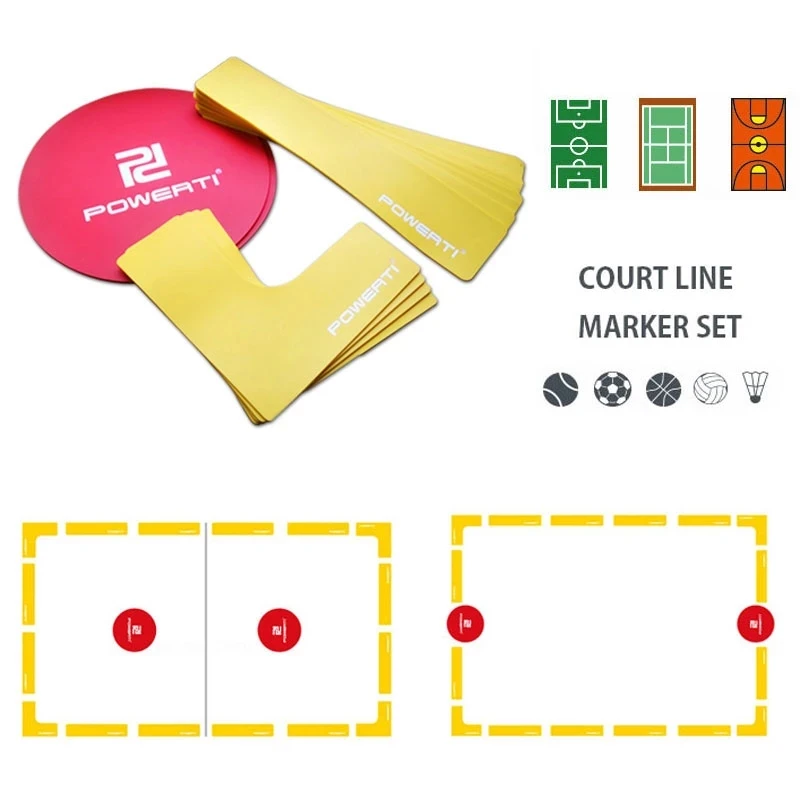 18pcs Tennis Court Marker Set Non Slip Racquet Sports Ground Court Maker Line for Badminton Pickleball Soccer Agility Training