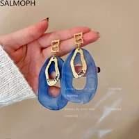 2022 europe and american new retro geometric hollow out resin drop earrings for women delicate exaggeration earrings jewelry