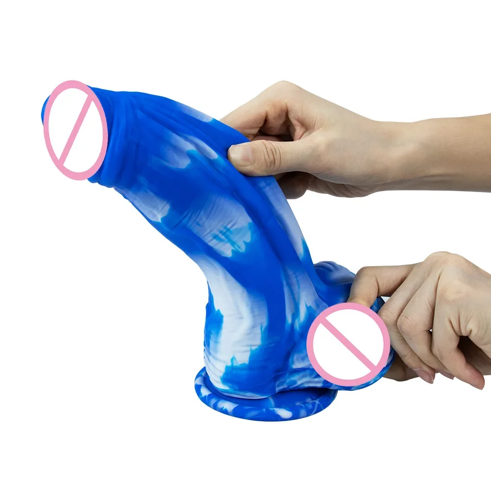Огромный силиконовый фаллоимитатор толстый член красочный монстр анальный