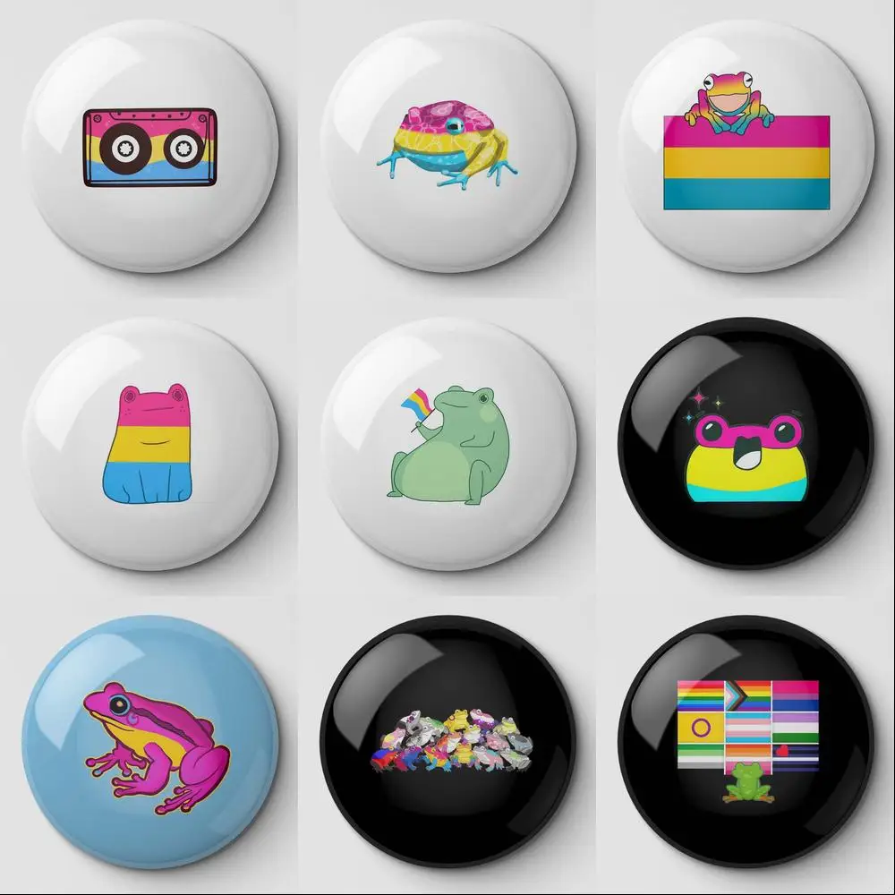 Гордость лягушки пансексуальный флаг они лягушка он мягкая булавка на пуговицах
