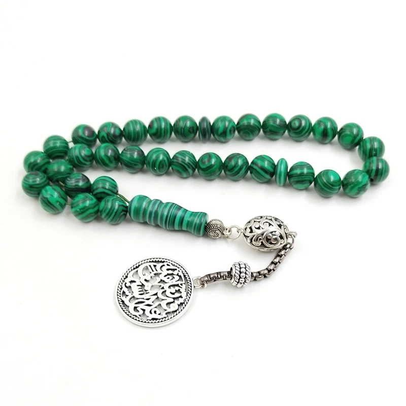 Зеленый Малахит Tasbih с подвеской Arwen мусульманские браслеты исламские