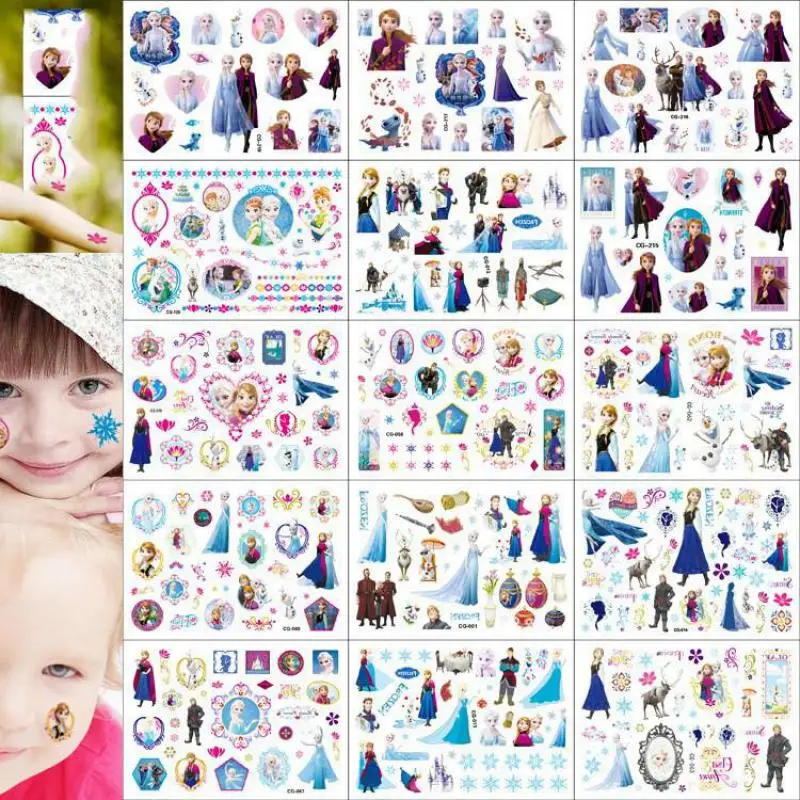 Disney Frozen Anna Elsa Princess Tattoo Stickers Toy Children's Birthday Party Decoration Frozen Cartoon Sticker Toys Kids Gifts