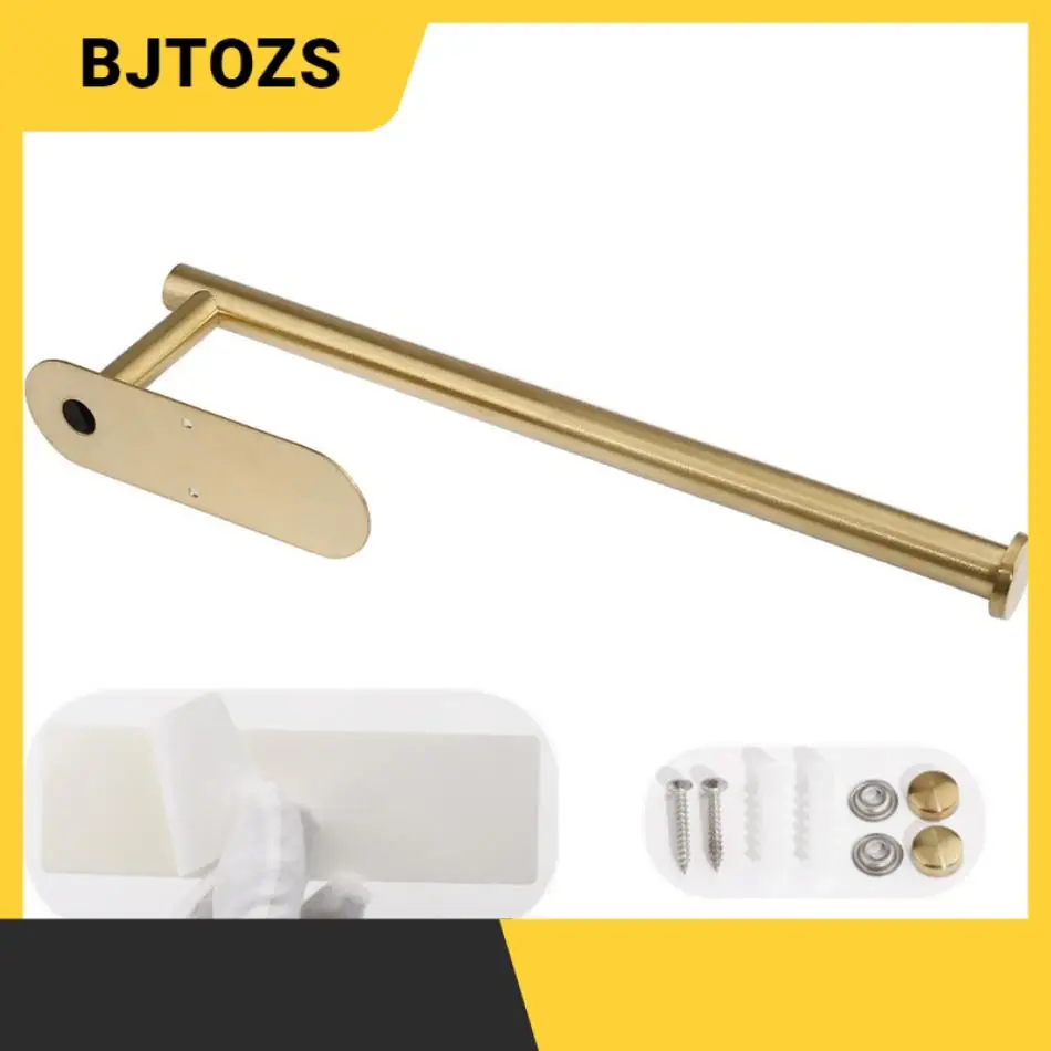 

1PCS Adhesive Paper Holder Gold 304 Stainless Steel Stand Toilet Paper Towel Rack Tissue Roll Hanger Kitchen Bathroom Free Nail