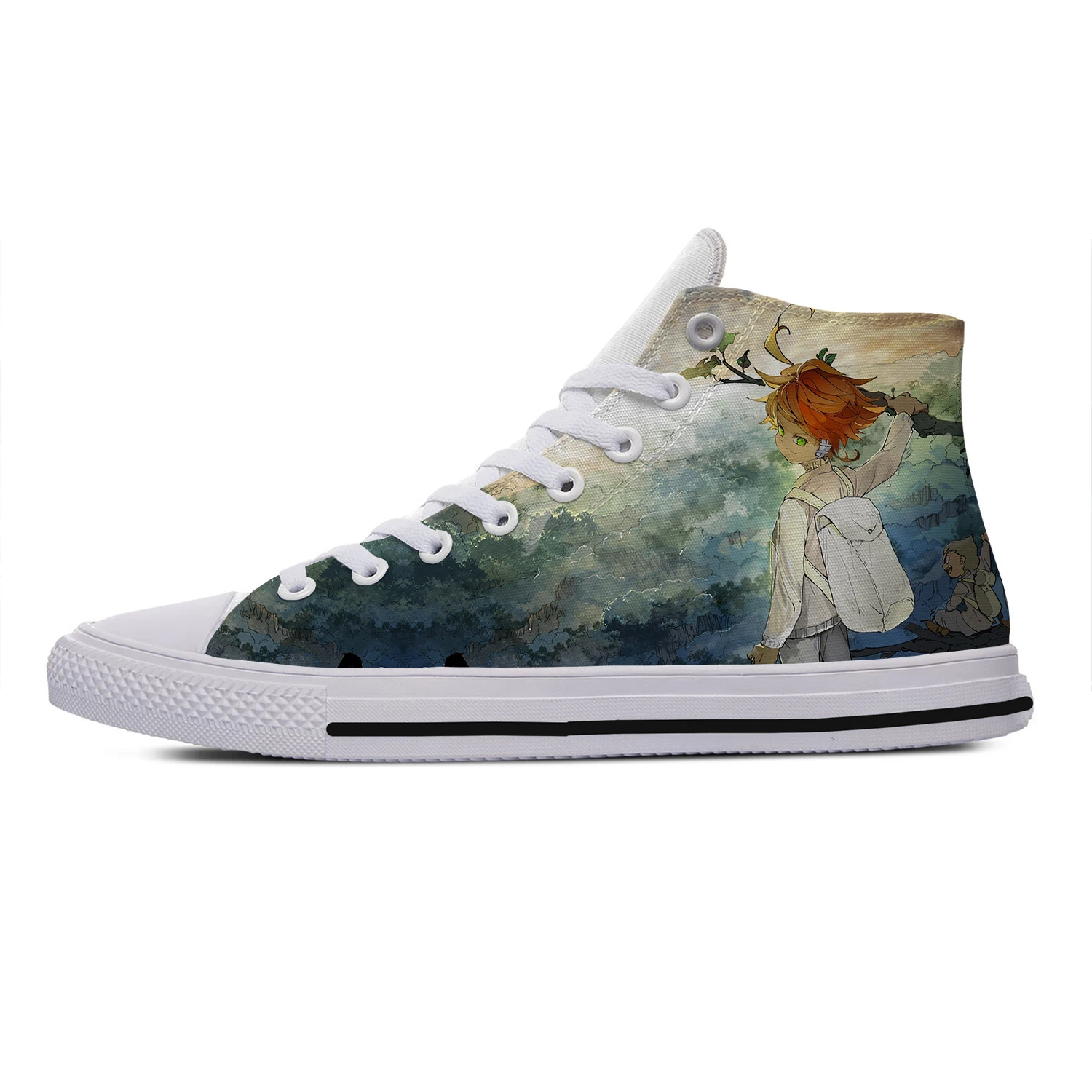 

Hot Cool The Promised Neverland Anime Cartoon Novelty Design High Top Classic Board Shoes Canvas Shoes Men Women Casual Sneakers