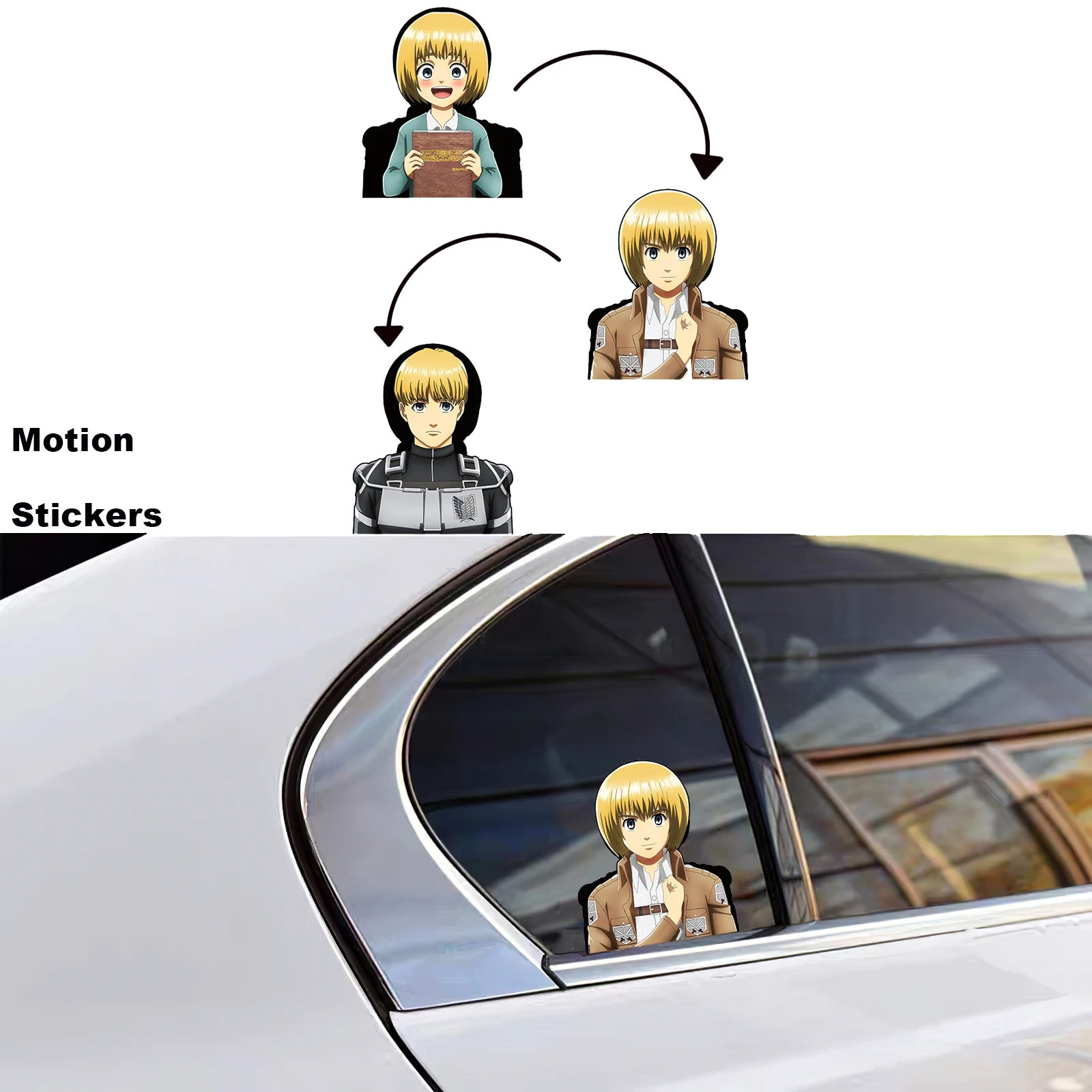 

cartoon 3D Anime Motion Sticker Attack on Titan Armin Arlert Car Sticker Waterproof Decor Laptop Art Decor Wall Stickers gift