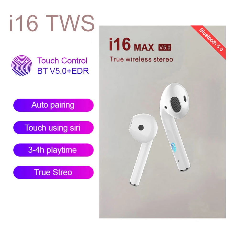 

Original I16 TWS Bluetooth 5.0 Wireless Headset 6D Stereo earplug with charging case suitable for Android Xiaomi Huawei Samsung