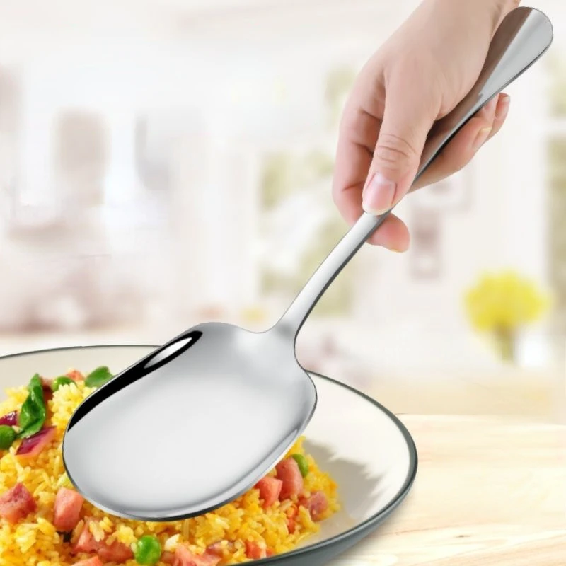 Large Tablespoon Stainless Steel Vegetable Scoop Service Spoon Hotel Restaurant Spoon for Individual Portions Public Spoons