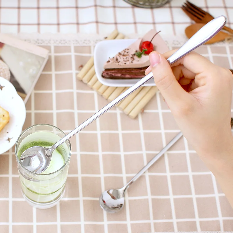 

High Quality Stirring Spoons Stainless Steel Long Handle Spoon Teaspoons for Coffee Ice Cream Kitchen Accessories
