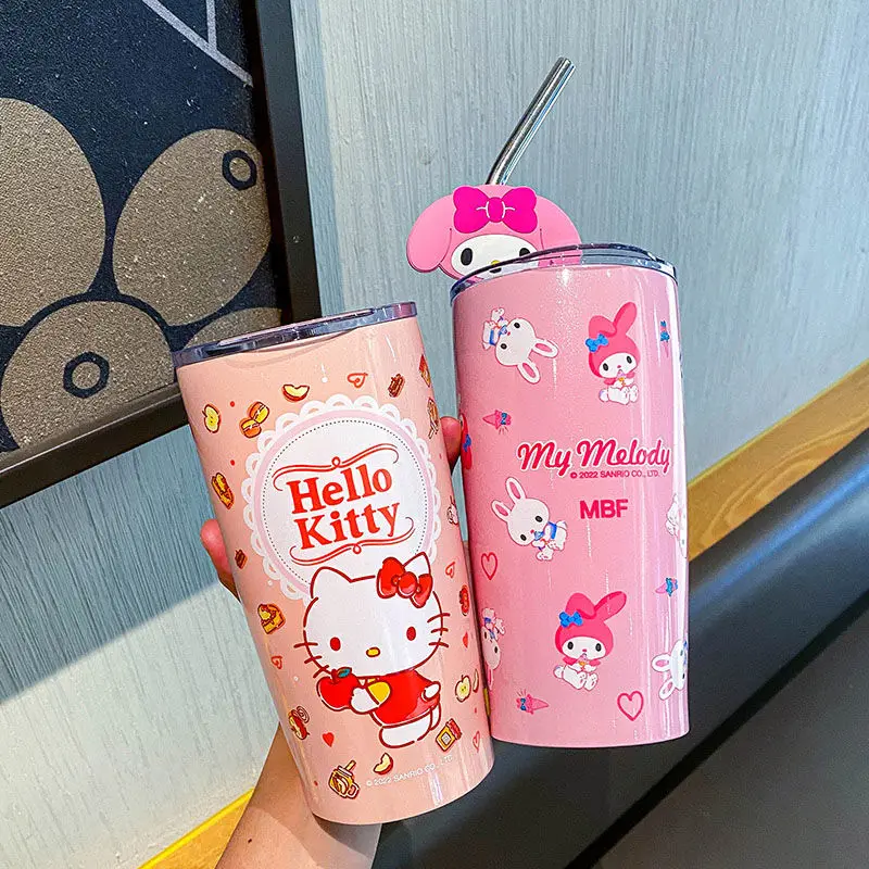 Соломенная чашка Hello Kitty с милым принтом украшение мультяшной наклейкой пара