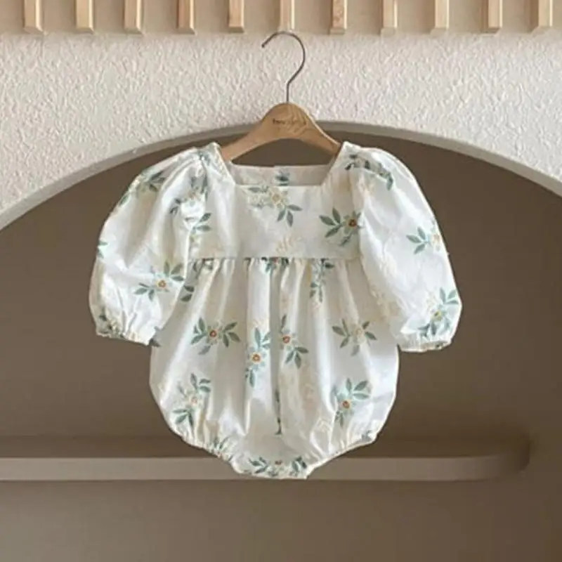 

Toddler Girl Simple Flower Soft Jumpsuit Kid Fashion New Arrival Thin Comfortable Cotton Bodysuit One Piece Girls Outfits