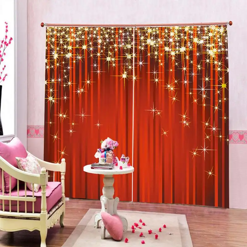 

2PCS Digital Printing Christmas Curtains Semi-shading Sun-proof Polyester Curtain For Living Room And Bedroom