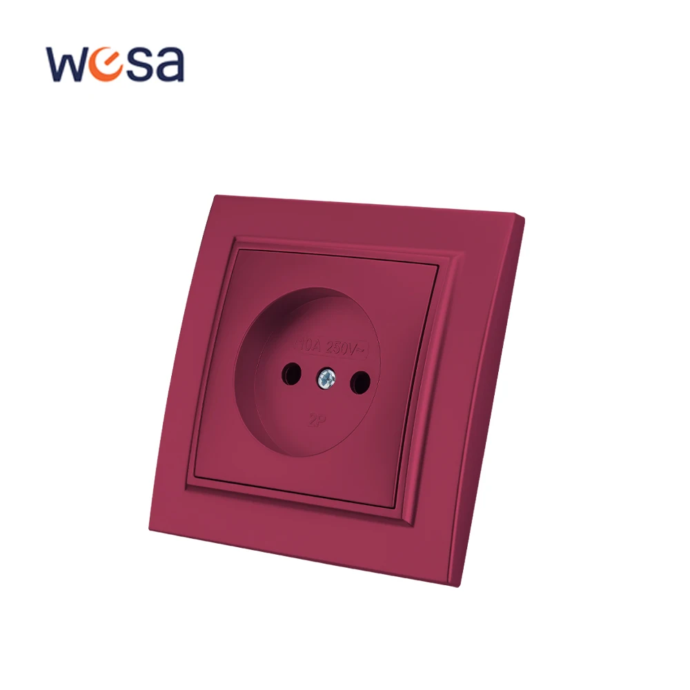 Красная настенная розетка WESA питания европейского стандарта электрическая не